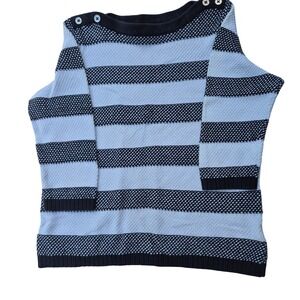 Croft & Barrow Cotton Knit Sweater Medium Black White Stripe‎ Nautical